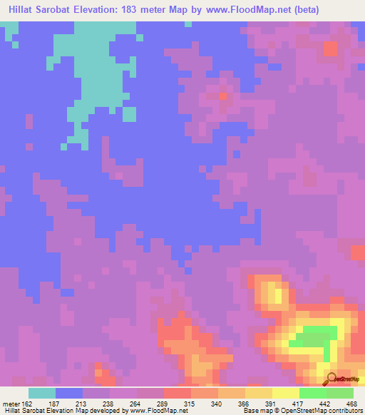 Hillat Sarobat,Sudan Elevation Map