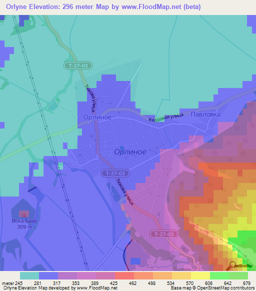 Orlyne,Ukraine Elevation Map