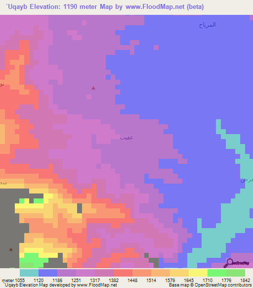 `Uqayb,Yemen Elevation Map