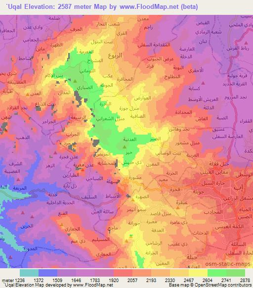 `Uqal,Yemen Elevation Map