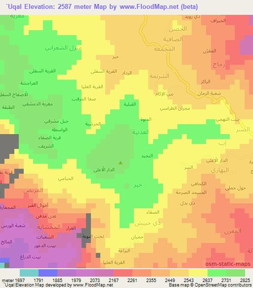 `Uqal,Yemen Elevation Map