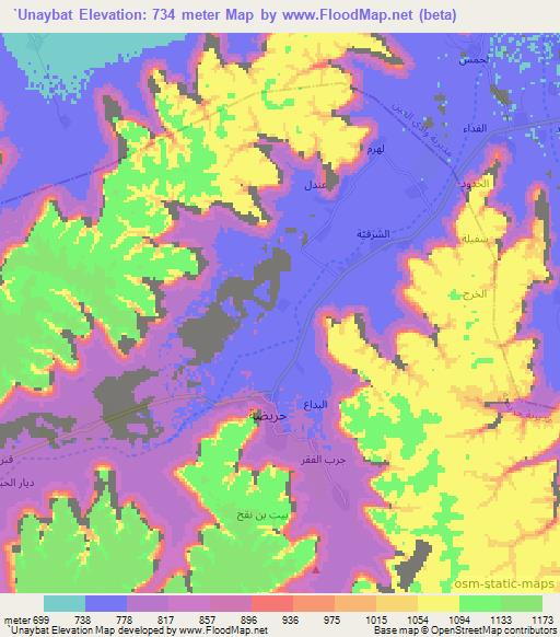 `Unaybat,Yemen Elevation Map