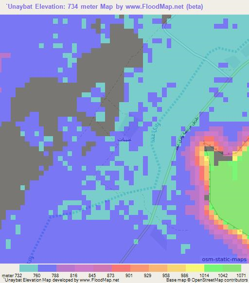 `Unaybat,Yemen Elevation Map