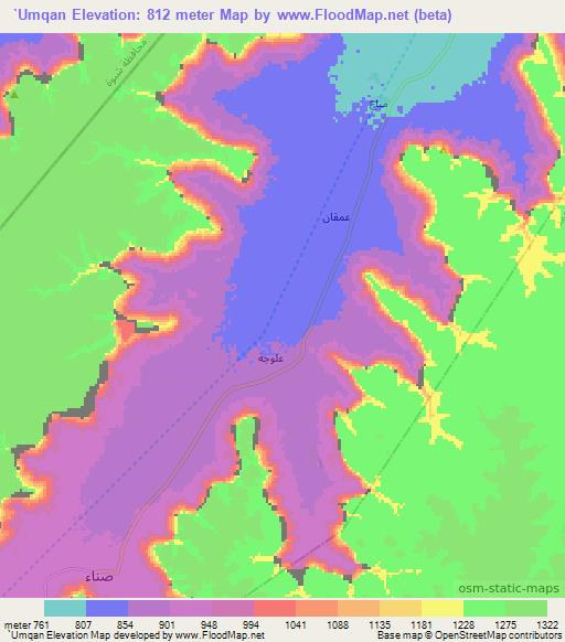 `Umqan,Yemen Elevation Map