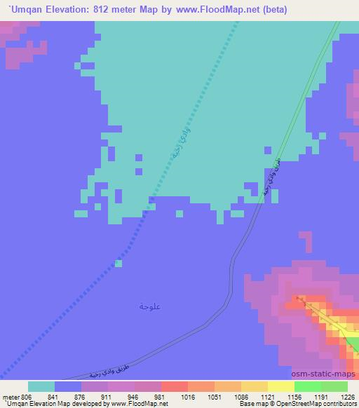 `Umqan,Yemen Elevation Map