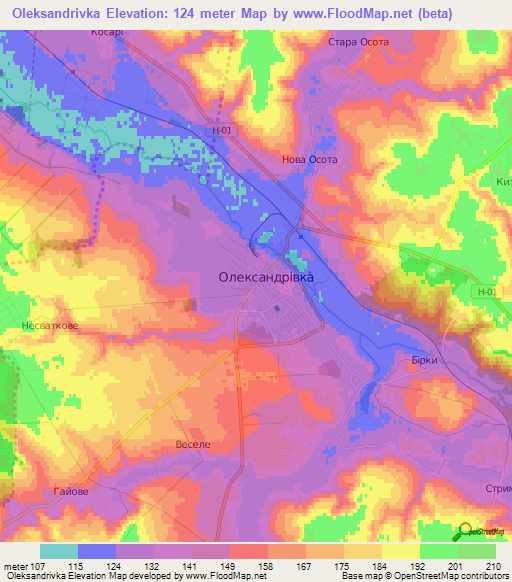 Oleksandrivka,Ukraine Elevation Map