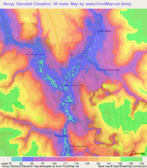 Novyy Starodub,Ukraine Elevation Map