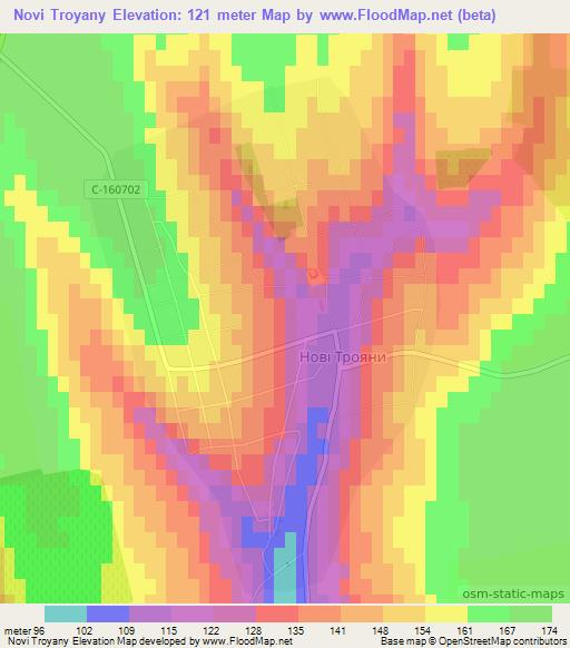 Novi Troyany,Ukraine Elevation Map