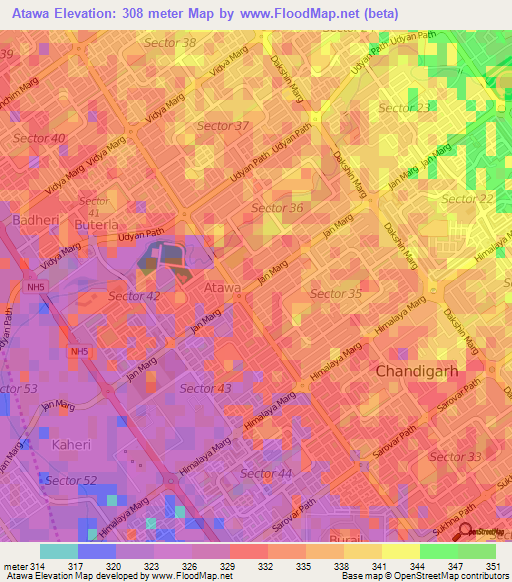 Atawa,India Elevation Map