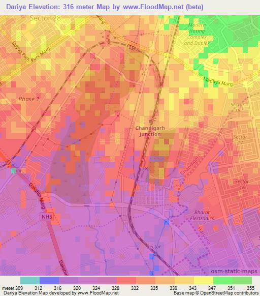 Dariya,India Elevation Map