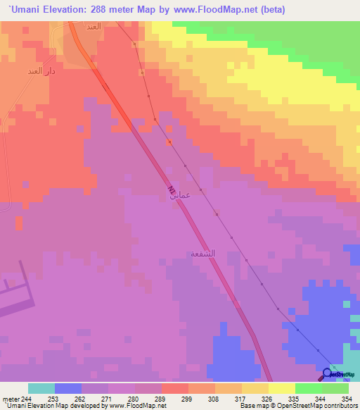 `Umani,Yemen Elevation Map