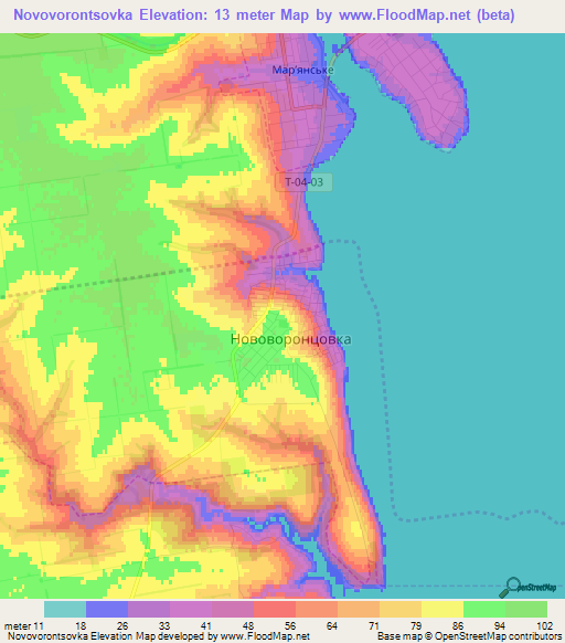 Novovorontsovka,Ukraine Elevation Map