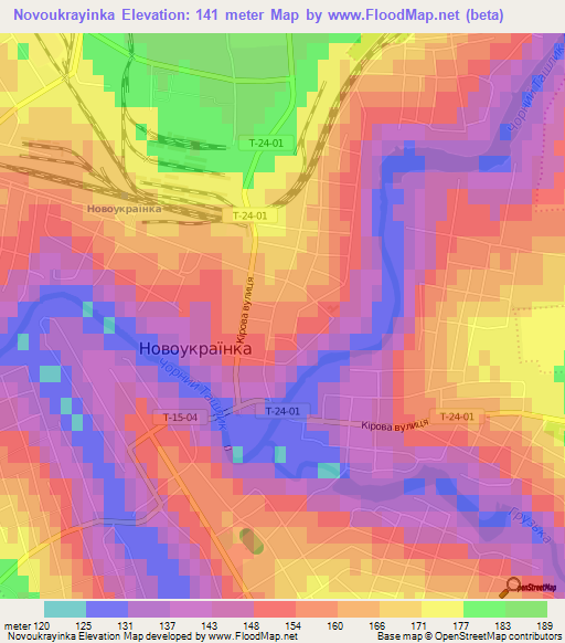 Novoukrayinka,Ukraine Elevation Map