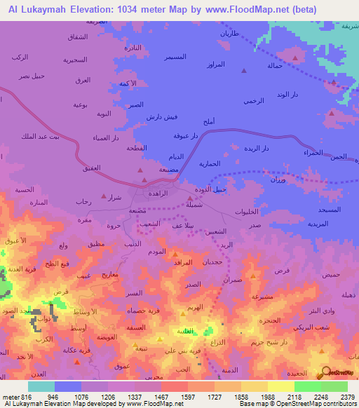 Al Lukaymah,Yemen Elevation Map