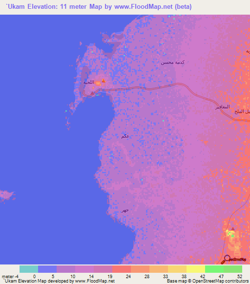 `Ukam,Yemen Elevation Map