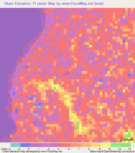 `Ukam,Yemen Elevation Map