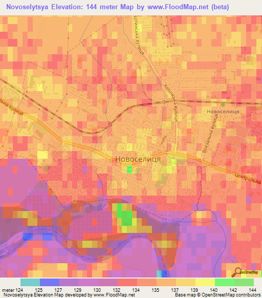 Novoselytsya,Ukraine Elevation Map