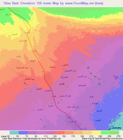 `Ubar Badr,Yemen Elevation Map