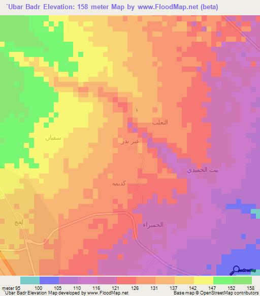 `Ubar Badr,Yemen Elevation Map