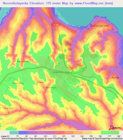 Novonikolayevka,Ukraine Elevation Map