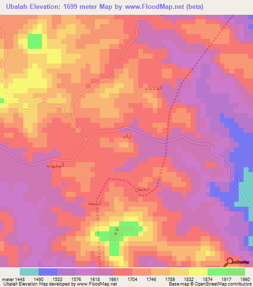 Ubalah,Yemen Elevation Map