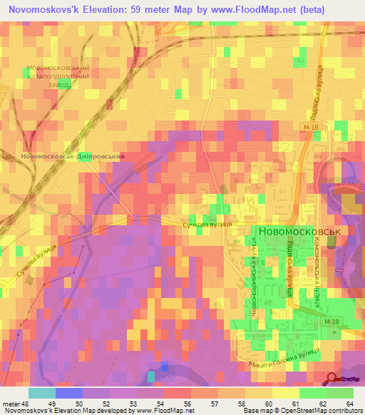 Novomoskovs'k,Ukraine Elevation Map
