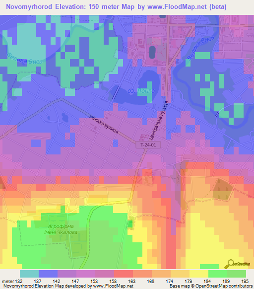 Novomyrhorod,Ukraine Elevation Map