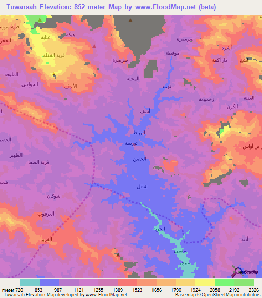 Tuwarsah,Yemen Elevation Map