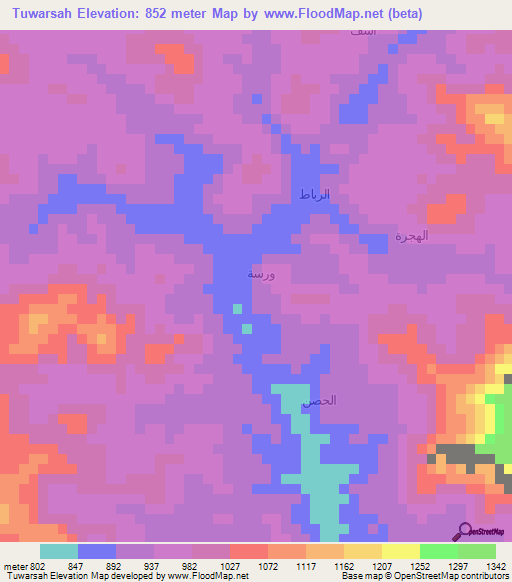 Tuwarsah,Yemen Elevation Map