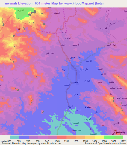Tuwanah,Yemen Elevation Map