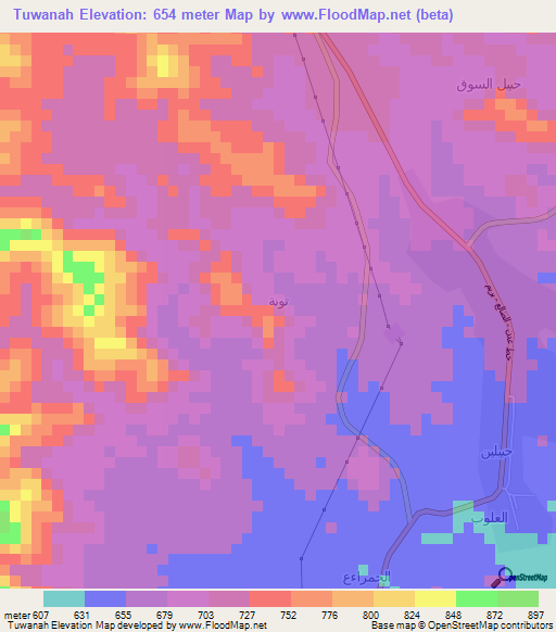 Tuwanah,Yemen Elevation Map