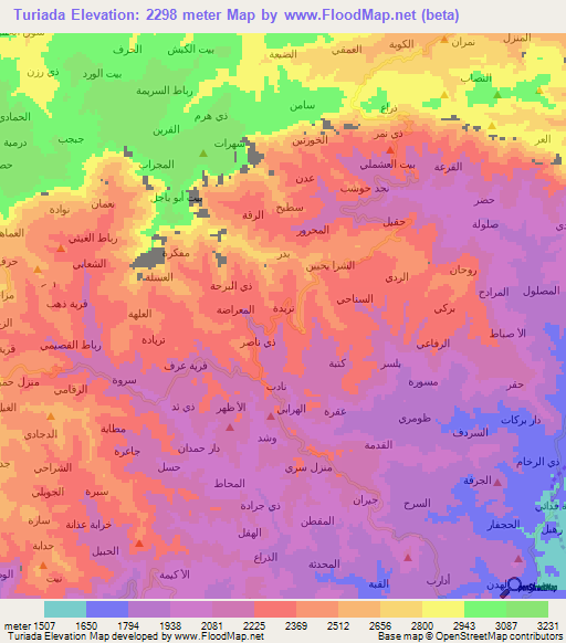 Turiada,Yemen Elevation Map