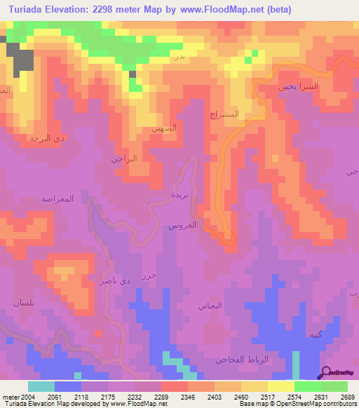 Turiada,Yemen Elevation Map