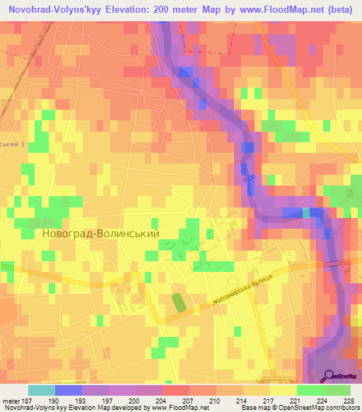 Novohrad-Volyns'kyy,Ukraine Elevation Map