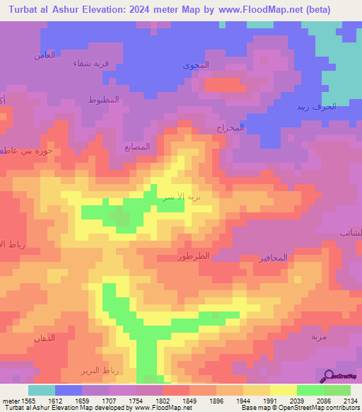 Turbat al Ashur,Yemen Elevation Map