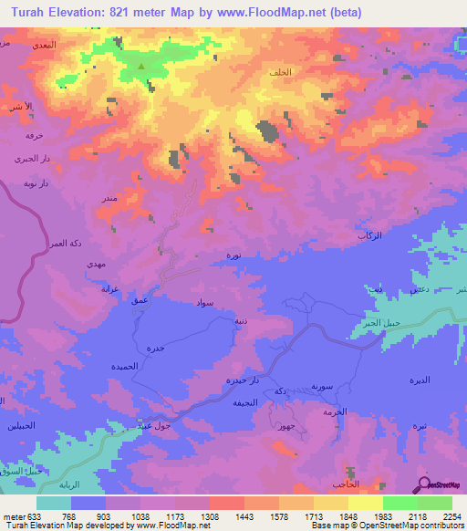 Turah,Yemen Elevation Map