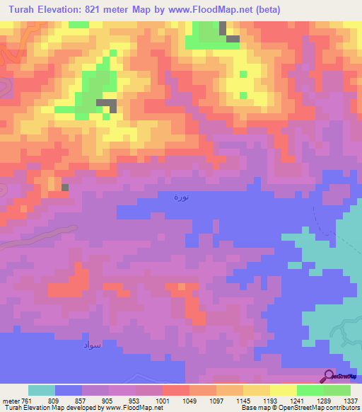 Turah,Yemen Elevation Map