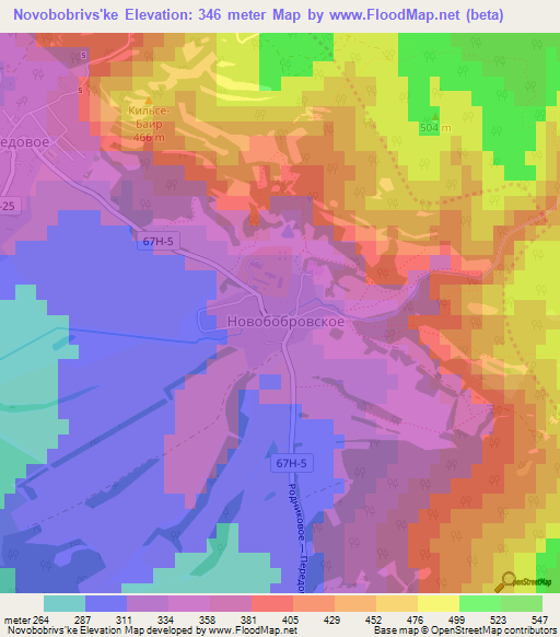Novobobrivs'ke,Ukraine Elevation Map