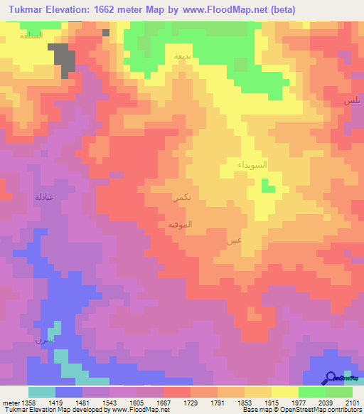 Tukmar,Yemen Elevation Map