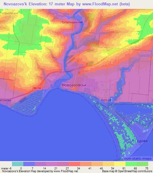 Novoazovs'k,Ukraine Elevation Map
