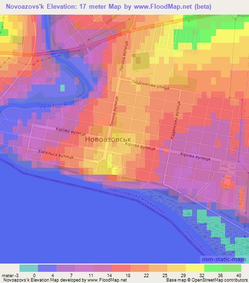 Novoazovs'k,Ukraine Elevation Map