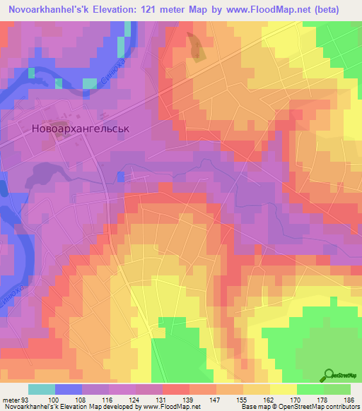 Novoarkhanhel's'k,Ukraine Elevation Map