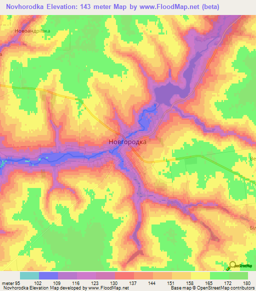 Novhorodka,Ukraine Elevation Map