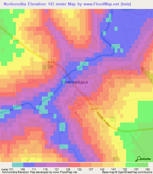 Novhorodka,Ukraine Elevation Map