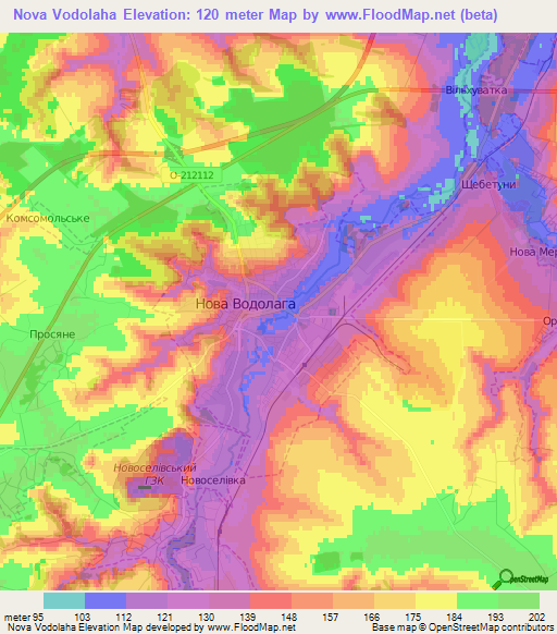 Nova Vodolaha,Ukraine Elevation Map