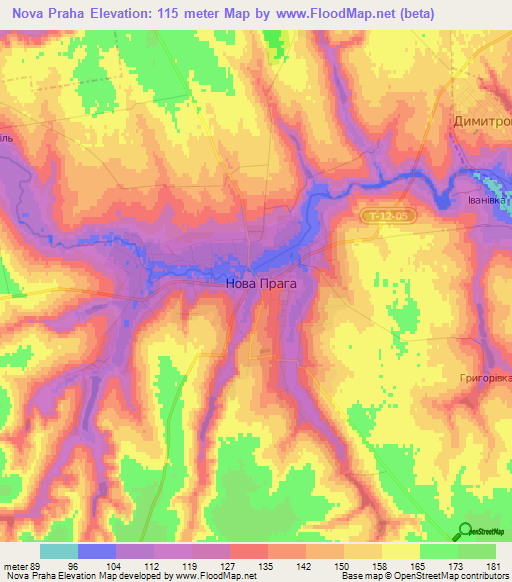 Nova Praha,Ukraine Elevation Map