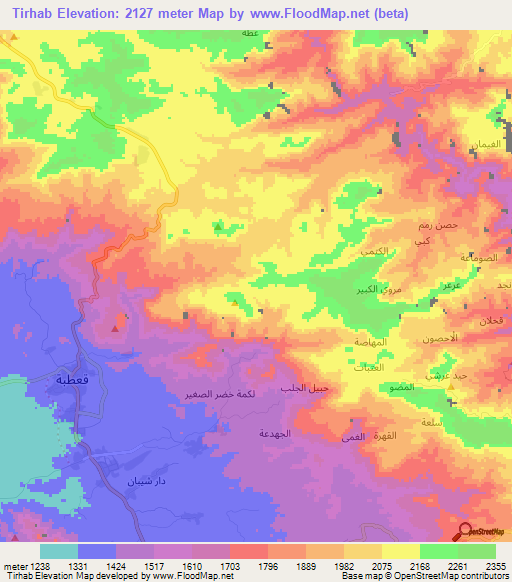 Tirhab,Yemen Elevation Map