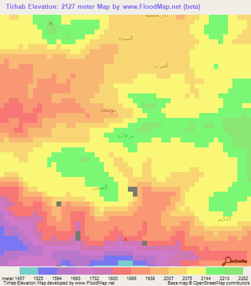 Tirhab,Yemen Elevation Map
