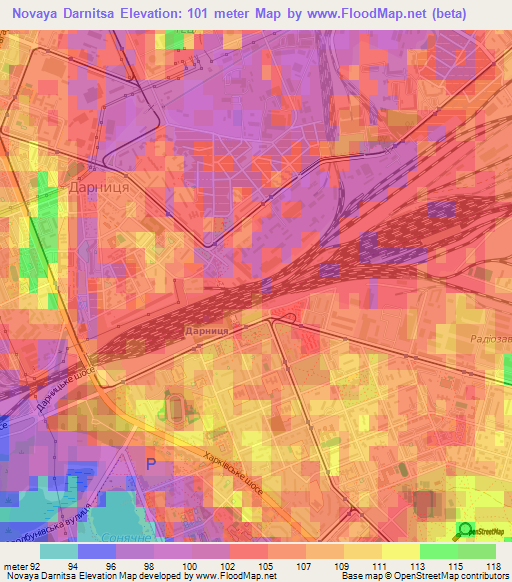 Novaya Darnitsa,Ukraine Elevation Map