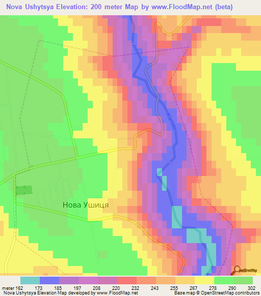 Nova Ushytsya,Ukraine Elevation Map